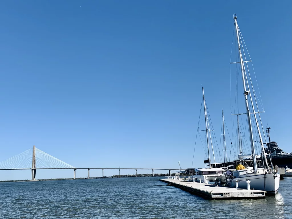 Cooper River Bridge and sailboat