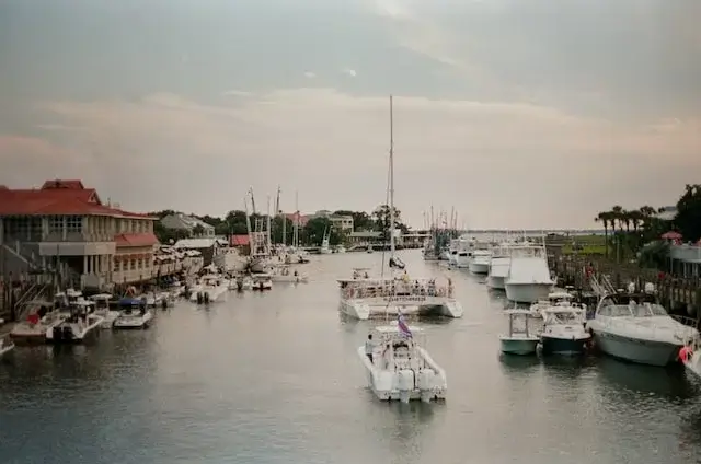 View from Shem Creek boardwalk, The Righteous Gemstones filming location in Charleston, SC